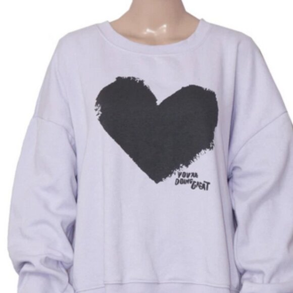 Anthropologie Chiara Perano Heart Sweatshirt Printed Long Sleeve Top L - Picture 5 of 5